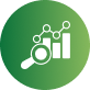 Green circular icon with a white magnifying glass and bar chart symbol